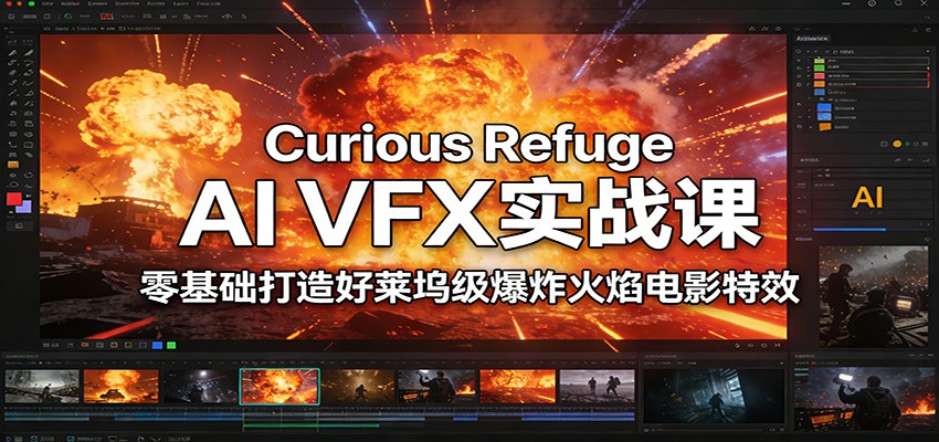 Curious Refuge AI VFX实战课，零基础打造好莱坞级爆炸火焰电影特效青祥项目库-闲云创业网-老谢轻创网-中创网-福缘网-冒泡网-资源之家-魔方项目库青祥项目库