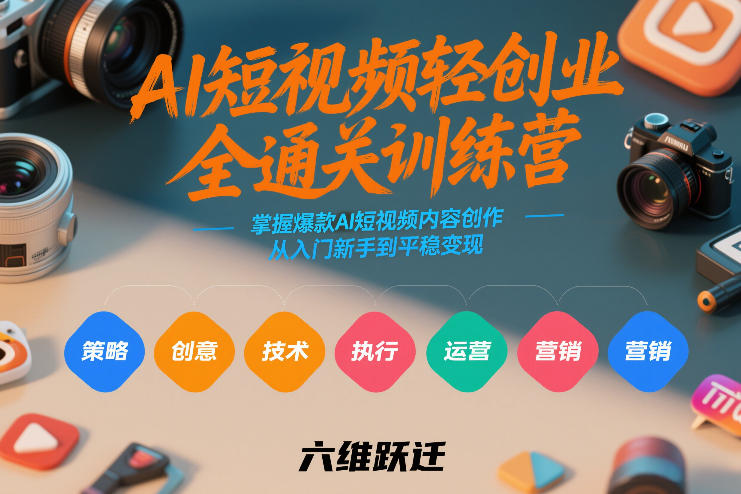 AI短视频轻创业全通关训练营，掌握爆款AI短视频内容创作，从入门新手到平稳变现的六维跃迁青祥项目库-闲云创业网-老谢轻创网-中创网-福缘网-冒泡网-资源之家-魔方项目库青祥项目库