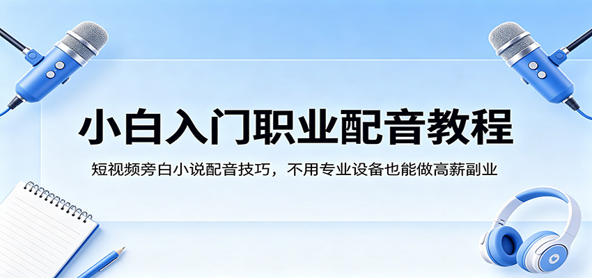 小白入门职业配音教程，短视频旁白小说配音技巧，不用专业设备也能做高薪副业青祥项目库-闲云创业网-老谢轻创网-中创网-福缘网-冒泡网-资源之家-魔方项目库青祥项目库