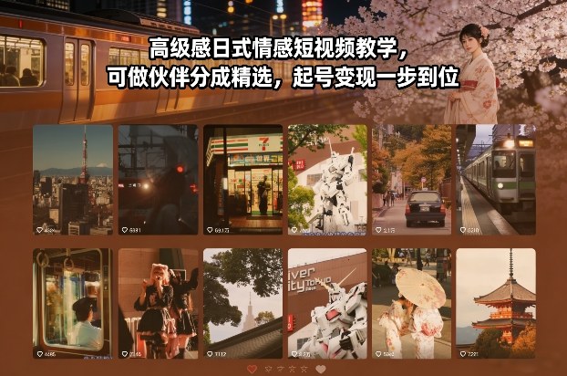 高级感日式情感短视频教学，可做伙伴分成精选，起号变现一步到位青祥项目库-闲云创业网-老谢轻创网-中创网-福缘网-冒泡网-资源之家-魔方项目库青祥项目库