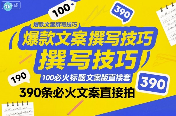 爆款文案撰写技巧,100个必火标题文案模版直接套,390条必火文案直接拍青祥项目库-闲云创业网-老谢轻创网-中创网-福缘网-冒泡网-资源之家-魔方项目库青祥项目库