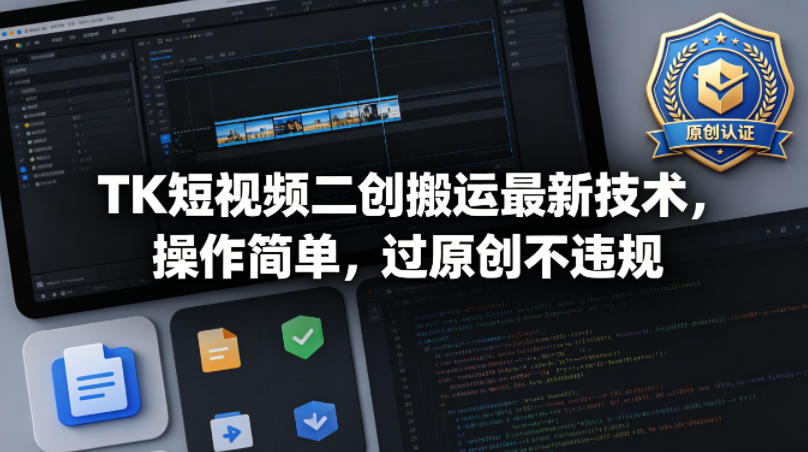 TK短视频二创搬运最新技术，操作简单，过原创不违规青祥项目库-闲云创业网-老谢轻创网-中创网-福缘网-冒泡网-资源之家-魔方项目库青祥项目库