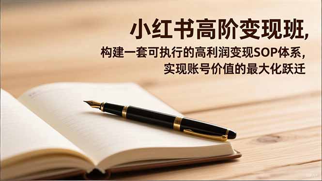 小红书高阶变现班，构建一套可执行的高利润变现SOP体系，实现账号价值的最大化跃迁青祥项目库-闲云创业网-老谢轻创网-中创网-福缘网-冒泡网-资源之家-魔方项目库青祥项目库