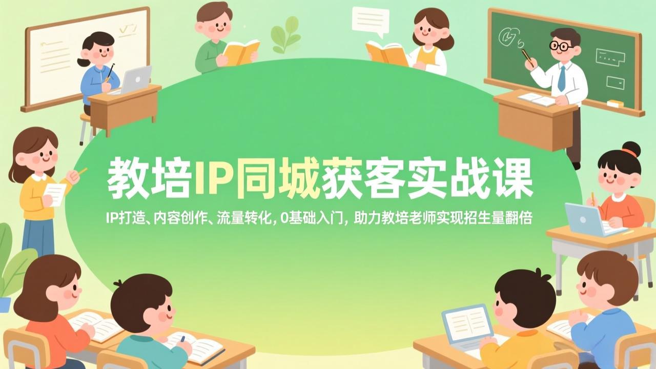 教培IP同城获客实战课，IP打造、内容创作、流量转化，0基础入门，助力教培老师实现招生量翻倍青祥项目库-闲云创业网-老谢轻创网-中创网-福缘网-冒泡网-资源之家-魔方项目库青祥项目库