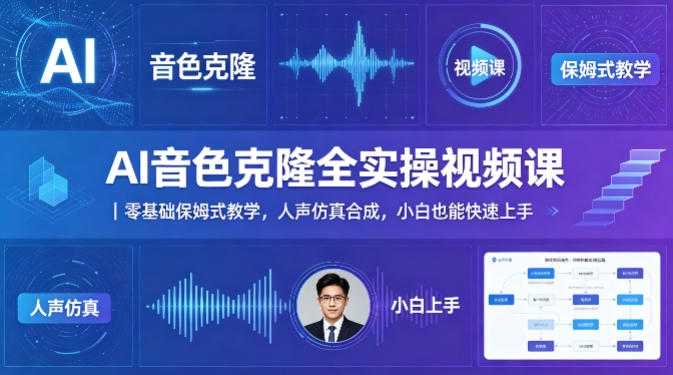 AI音色克隆全实操视频课｜零基础保姆式教学，人声仿真合成，小白也能快速上手青祥项目库-闲云创业网-老谢轻创网-中创网-福缘网-冒泡网-资源之家-魔方项目库青祥项目库