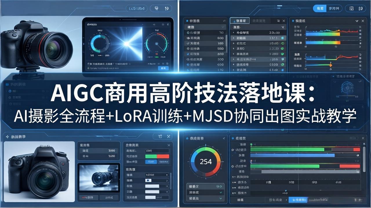 AIGC商用高阶技法落地课：AI摄影全流程+LoRA训练+MJSD协同出图实战教学青祥项目库-闲云创业网-老谢轻创网-中创网-福缘网-冒泡网-资源之家-魔方项目库青祥项目库