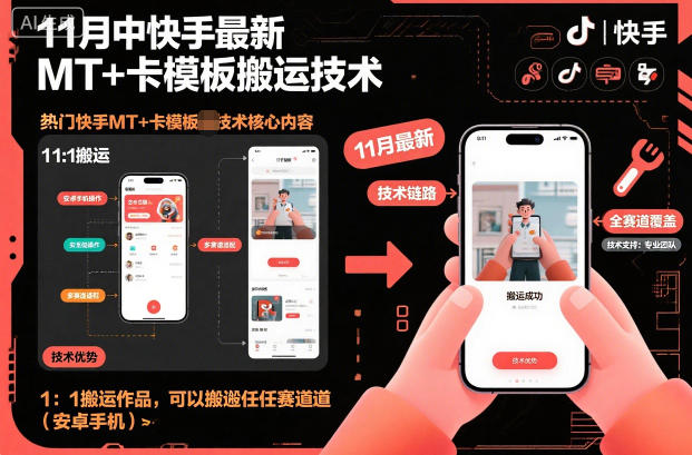 11月中快手最新MT+卡模板搬运技术，1：1搬运作品，可以搬运任何赛道(安卓手机)青祥项目库-闲云创业网-老谢轻创网-中创网-福缘网-冒泡网-资源之家-魔方项目库青祥项目库