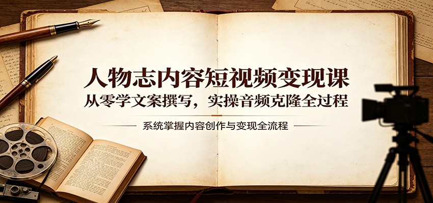 人物志内容短视频变现课：从零学文案撰写，实操音频克隆全过程青祥项目库-闲云创业网-老谢轻创网-中创网-福缘网-冒泡网-资源之家-魔方项目库青祥项目库
