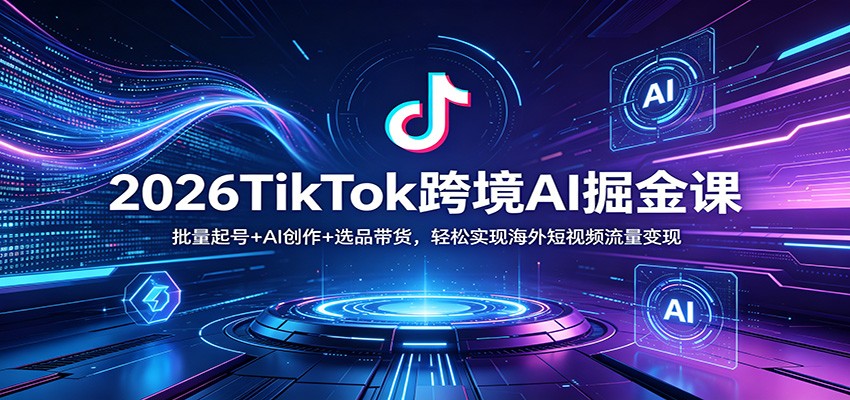 2026TikTok跨境AI掘金课：批量起号+AI创作+选品带货，轻松实现海外短视频流量变现青祥项目库-闲云创业网-老谢轻创网-中创网-福缘网-冒泡网-资源之家-魔方项目库青祥项目库