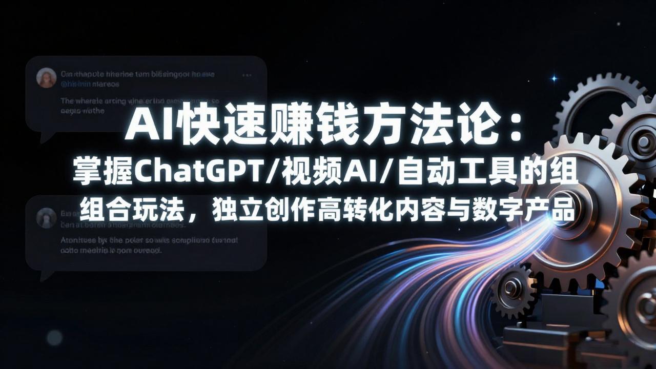 AI快速赚钱方法论：掌握ChatGPT/视频AI/自动化工具的组合玩法，独立创作高转化内容与数字产品青祥项目库-闲云创业网-老谢轻创网-中创网-福缘网-冒泡网-资源之家-魔方项目库青祥项目库
