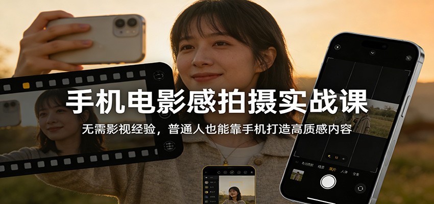 手机电影感拍摄实战课：无需影视经验，普通人也能靠手机打造高质感内容青祥项目库-闲云创业网-老谢轻创网-中创网-福缘网-冒泡网-资源之家-魔方项目库青祥项目库