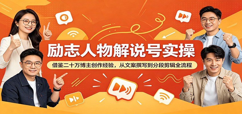 励志人物解说号实操：借鉴二十万博主创作经验，从文案撰写到分段剪辑全流程青祥项目库-闲云创业网-老谢轻创网-中创网-福缘网-冒泡网-资源之家-魔方项目库青祥项目库