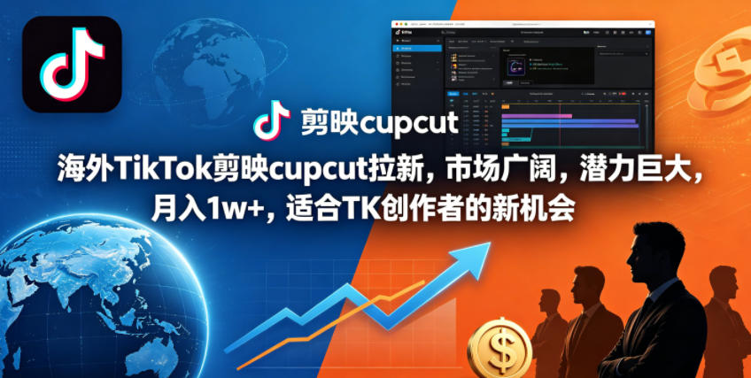 海外TikTok剪映cupcut拉新，市场广阔，潜力巨大，月入1w+，适合TK创作者的新机会青祥项目库-闲云创业网-老谢轻创网-中创网-福缘网-冒泡网-资源之家-魔方项目库青祥项目库