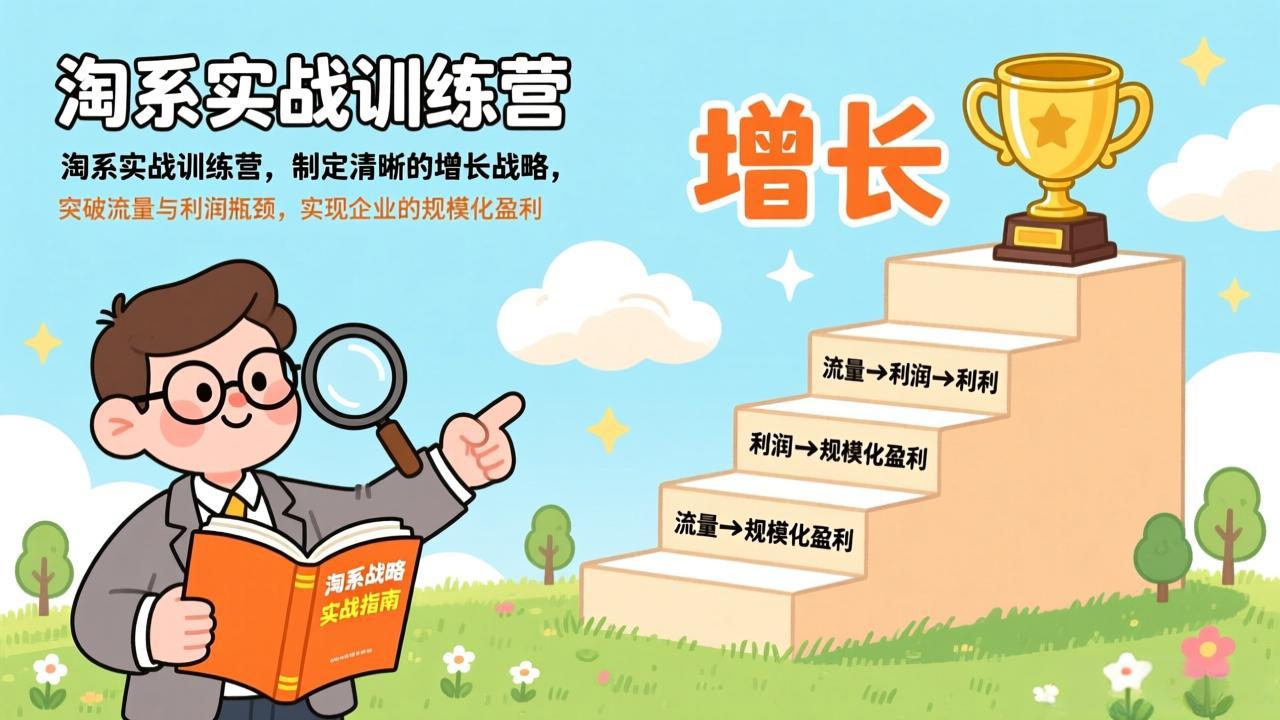 淘系实战训练营，制定清晰的增长战略，突破流量与利润瓶颈，实现企业的规模化盈利青祥项目库-闲云创业网-老谢轻创网-中创网-福缘网-冒泡网-资源之家-魔方项目库青祥项目库