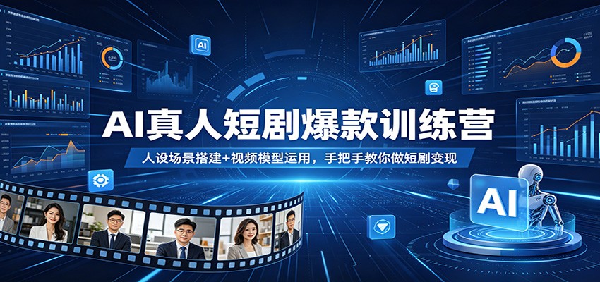 AI真人短剧爆款训练营：人设场景搭建+视频模型运用，手把手教你做短剧变现青祥项目库-闲云创业网-老谢轻创网-中创网-福缘网-冒泡网-资源之家-魔方项目库青祥项目库